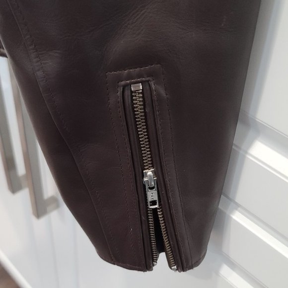 *****SALE***** Tiger of Sweden Brown Leather Motorcycle Jacket - Picture 6 of 12